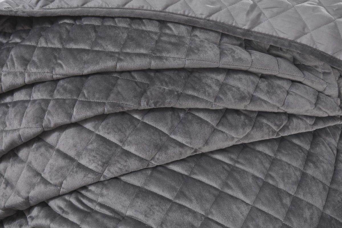 Quilted Soft Touch Velvet Bedspread Set in Silver